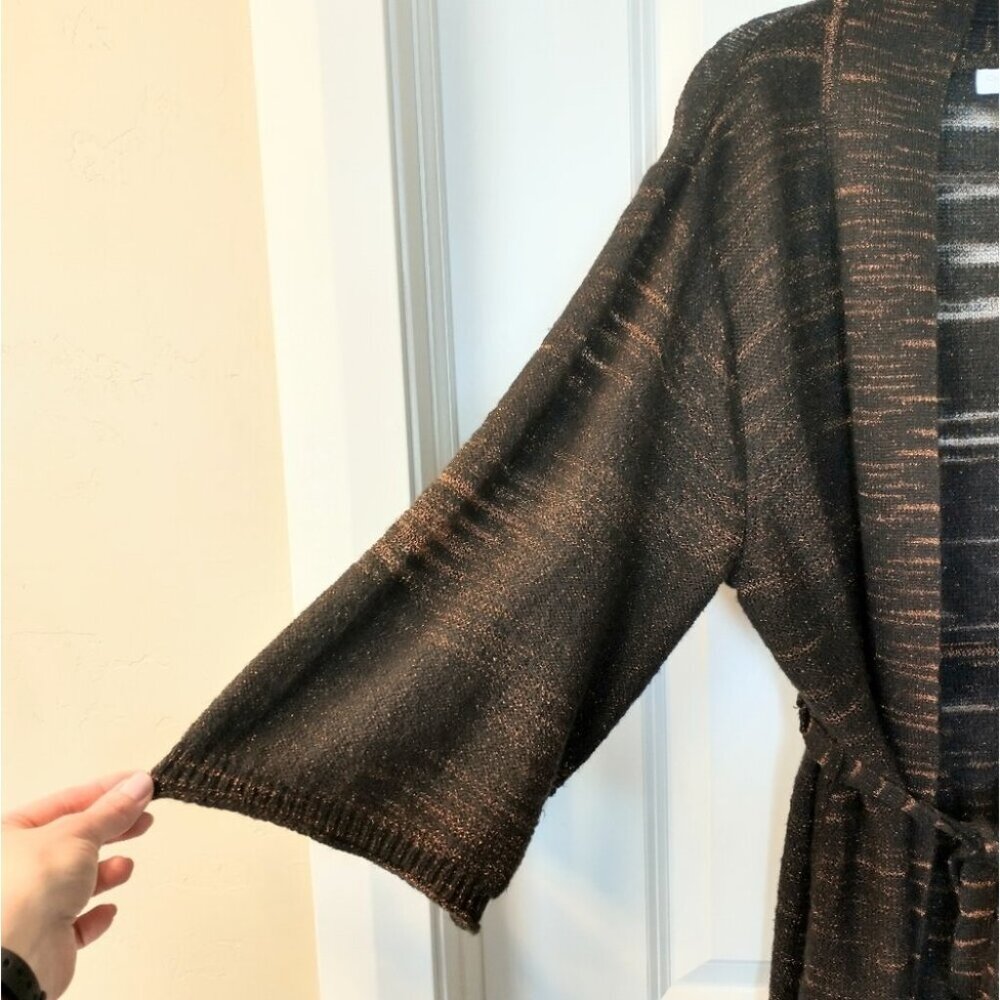 Charter Club Woman Brown and Bronze Belted Sweater Cardigan Duster Size 0X - Picture 7 of 14